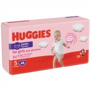 HUGGIES PANTS sauskelnės Girls 5 (12-17 kg) Mega, 48vnt.