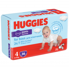 HUGGIES PANTS sauskelnės Boys 4(9-14kg) Jumbo, 36vnt