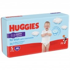 HUGGIES PANTS sauskelnės Boys 5 (12-17 kg) Mega, 48vnt.