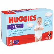 HUGGIES PANTS sauskelnės Boys 5(12-17kg) Jumbo, 34vnt
