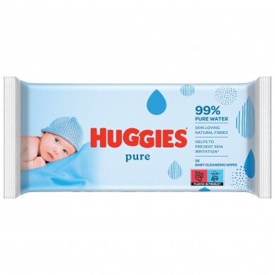 HUGGIES drėgnos servetėlės "Pure Single", 56vnt.