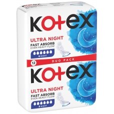 KOTEX higieniniai paketai "Overnight", 12 vnt.