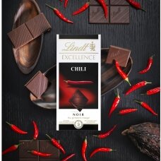 LINDT EXCELLENCE juodasis šokoladas su aitriosiomis paprikomis, 100g