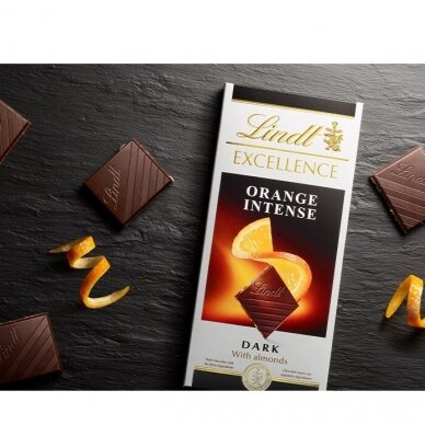 LINDT EXCELLENCE juodasis šokoladas su apelsinais, 100g 3