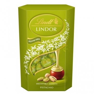 LINDT LINDOR šokolado rutuliukai su pistacijomis, 200g