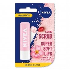 NIVEA LIPCARE lūpų šveitiklis-balzamas su erškėtrožių aliejumi