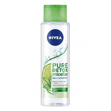NIVEA micelinis šampūnas su žaliąja arbata ir laimu "Pure Detox", 400ml